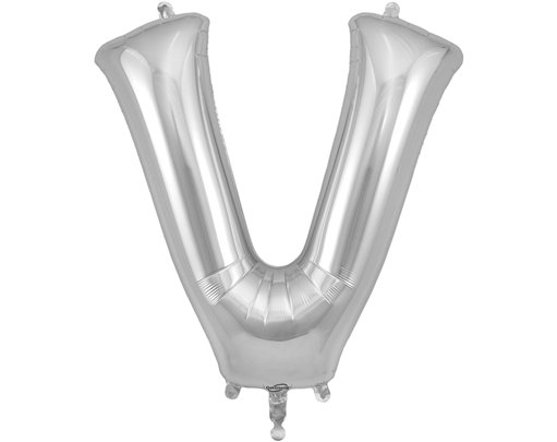 34in LETTER V SILVER JUMBO FOIL BALLOON