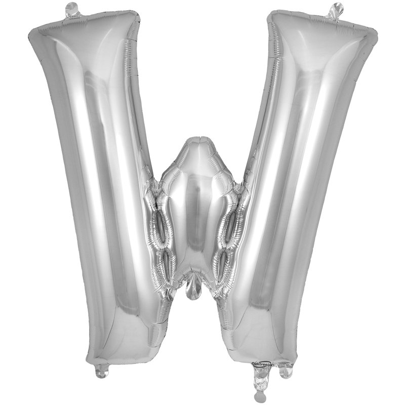 34in LETTER W SILVER JUMBO FOIL BALLOON