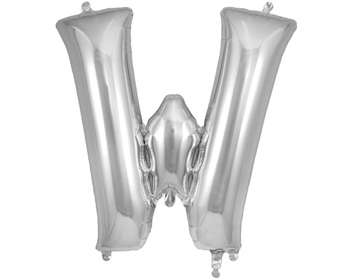 34in LETTER W SILVER JUMBO FOIL BALLOON