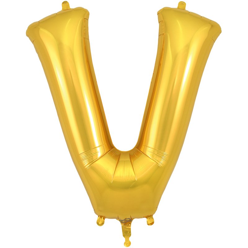 34in LETTER V GOLD JUMBO FOIL BALLOON