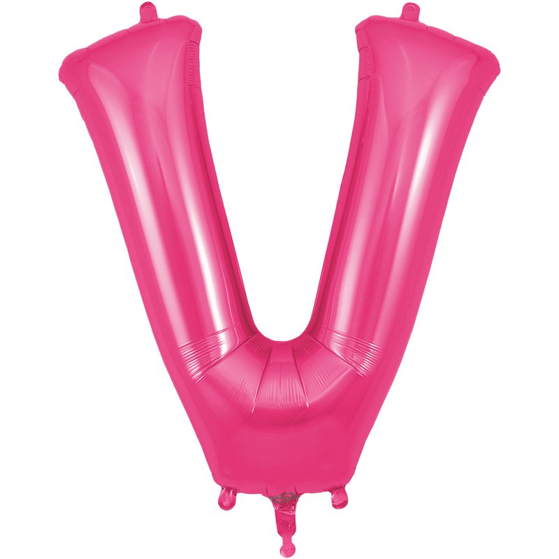 34in LETTER V PINK JUMBO FOIL BALLOON
