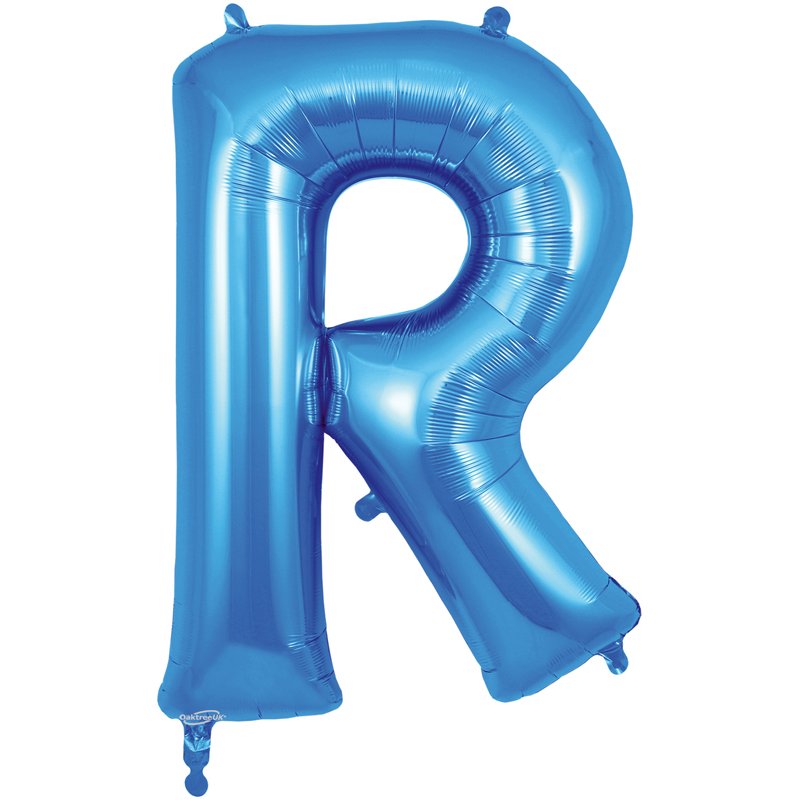 34in LETTER R BLUE JUMBO FOIL BALLOON