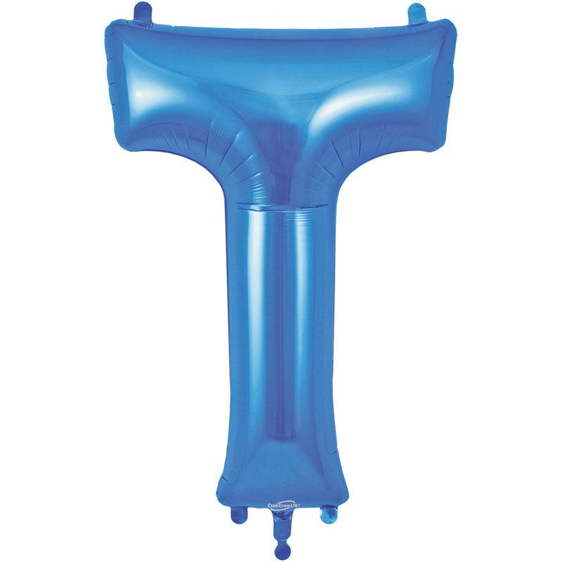 34in LETTER T BLUE JUMBO FOIL BALLOON