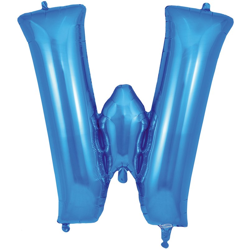 34in LETTER W BLUE JUMBO FOIL BALLOON