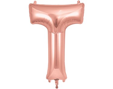 34in LETTER T ROSE GOLD JUMBO FOIL BALLOON