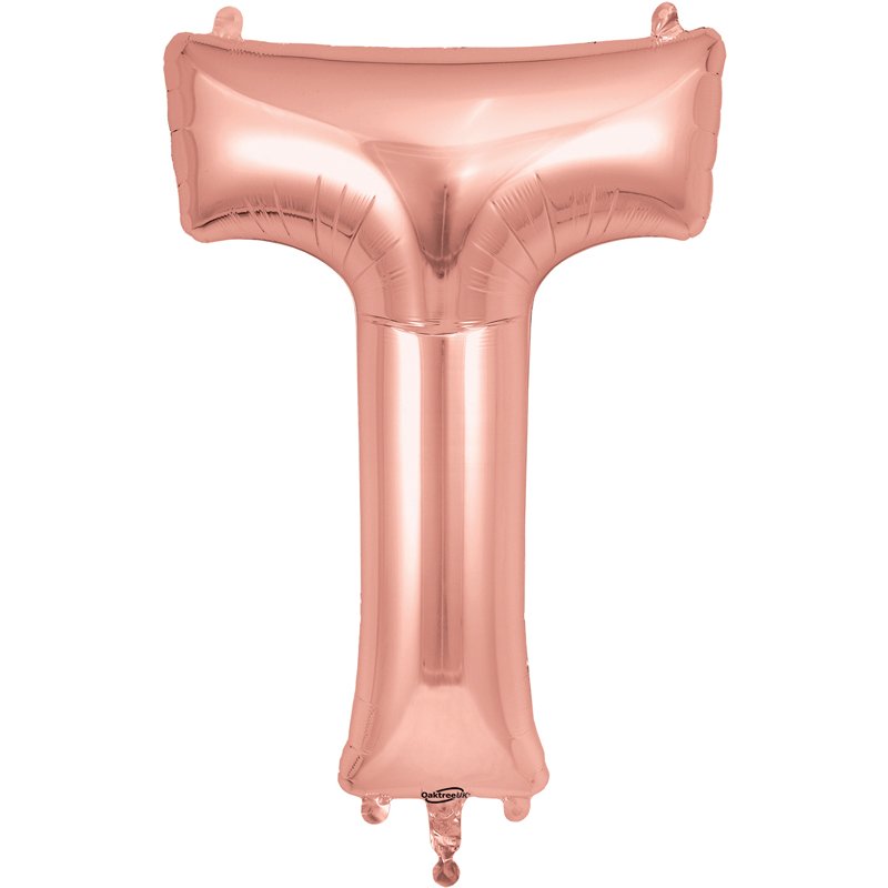 34in LETTER T ROSE GOLD JUMBO FOIL BALLOON