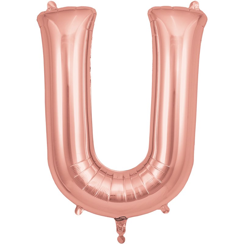 34in LETTER U ROSE GOLD JUMBO FOIL BALLOON