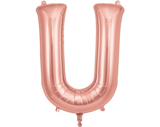 34in LETTER U ROSE GOLD JUMBO FOIL BALLOON