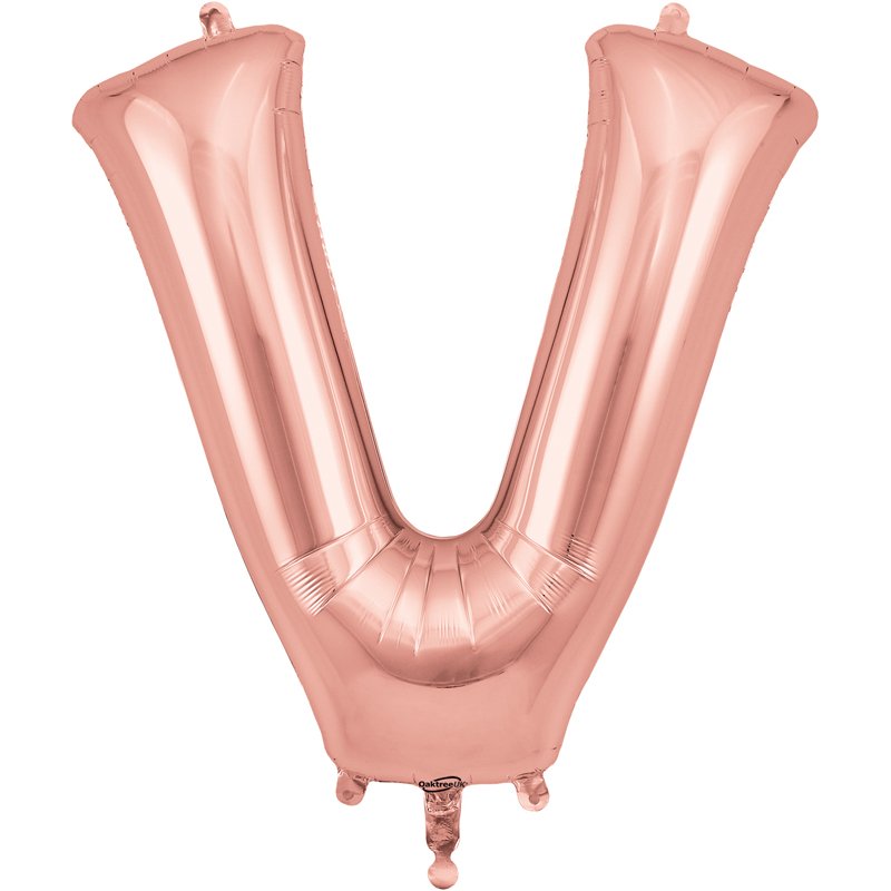 34in LETTER V ROSE GOLD JUMBO FOIL BALLOON