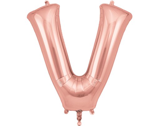 34in LETTER V ROSE GOLD JUMBO FOIL BALLOON