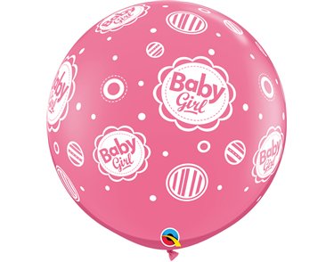 2PK 3ft BABY GIRL DOTS-A-RND QUALATEX