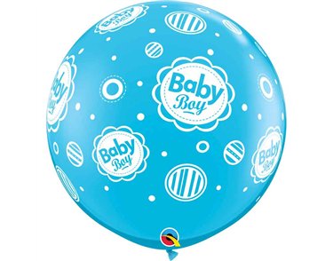 2PK 3ft BABY BOY DOTS-A-RND QUALATEX