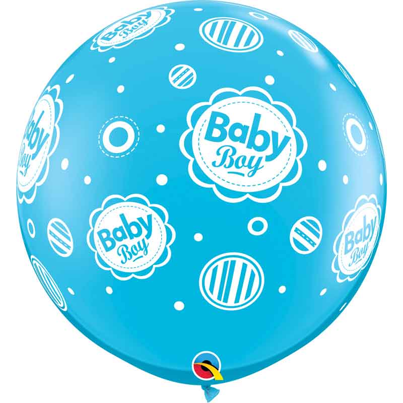 2PK 3ft BABY BOY DOTS-A-RND QUALATEX