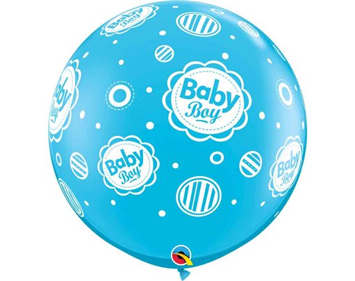 2PK 3ft BABY BOY DOTS-A-RND QUALATEX
