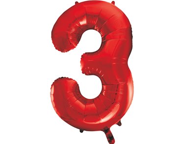 34in RED NO.3 JUMBO FOIL BALLOON
