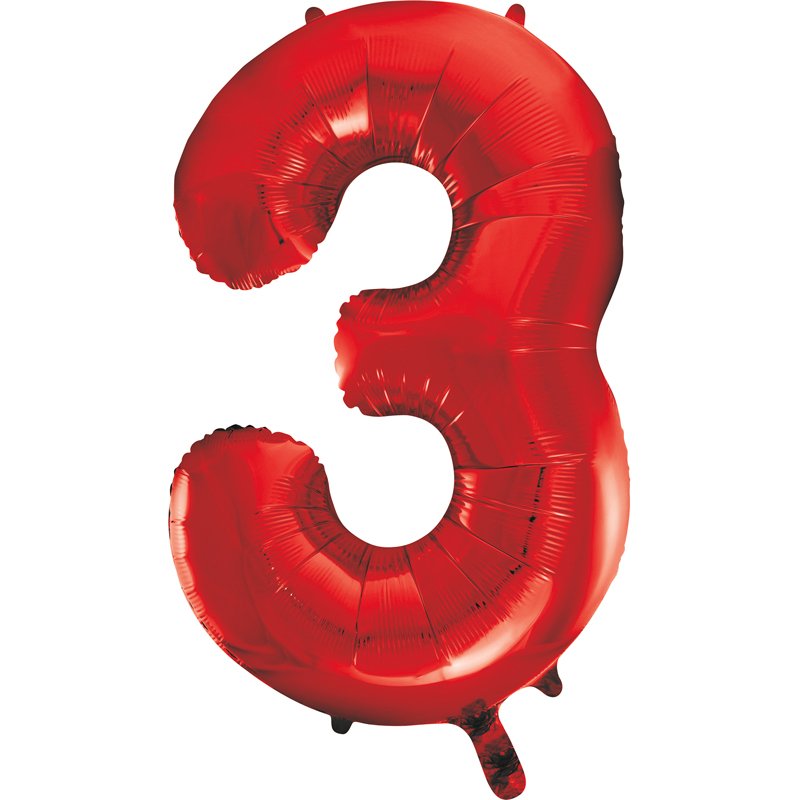 34in RED NO.3 JUMBO FOIL BALLOON