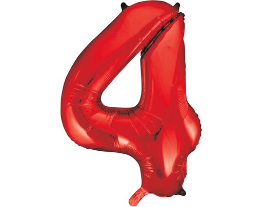 34in RED NO.4 JUMBO FOIL BALLOON