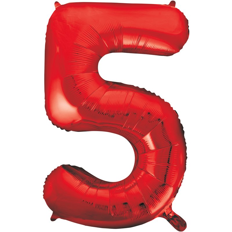 34in RED NO.5 JUMBO FOIL BALLOON