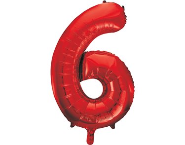 34in RED NO.6 JUMBO FOIL BALLOON