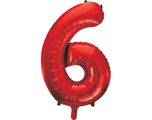 34in RED NO.6 JUMBO FOIL BALLOON