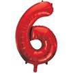 34in RED NO.6 JUMBO FOIL BALLOON