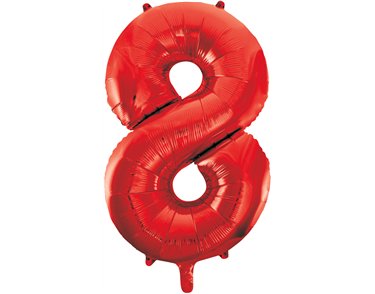 34in RED NO.8 JUMBO FOIL BALLOON