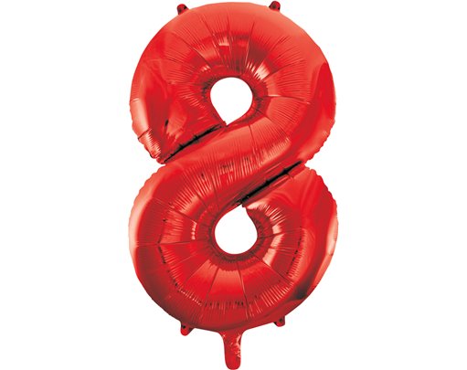 34in RED NO.8 JUMBO FOIL BALLOON
