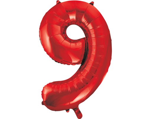 34in RED NO.9 JUMBO FOIL BALLOON