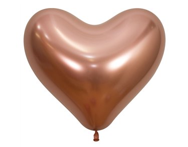 50PK 14in REFLEX ROSE GOLD HEART SEMPERTEX