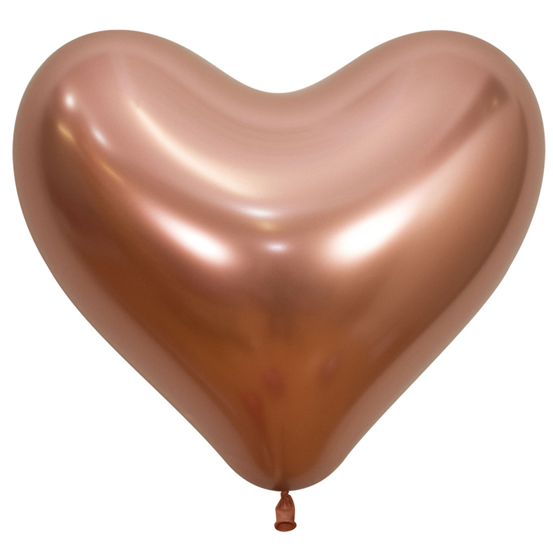 50PK 14in REFLEX ROSE GOLD HEART SEMPERTEX