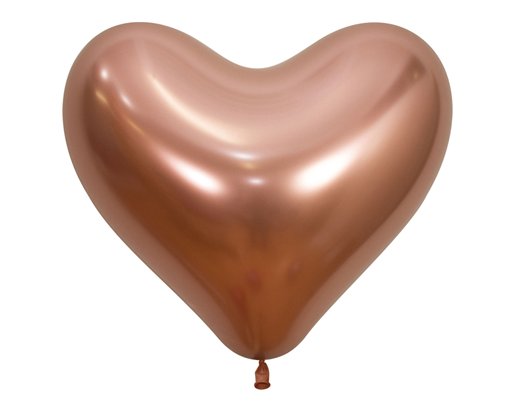 50PK 14in REFLEX ROSE GOLD HEART SEMPERTEX