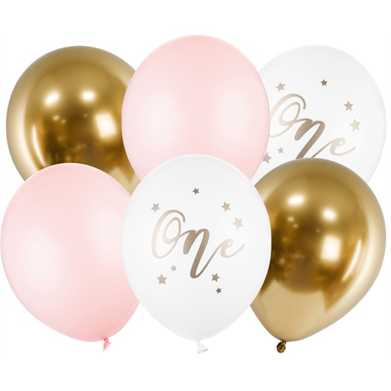 6PK 30cm AGE ONE PINK BOUQUET BALLOON PACK