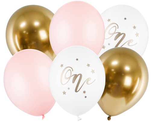 6PK 30cm AGE ONE PINK BOUQUET BALLOON PACK