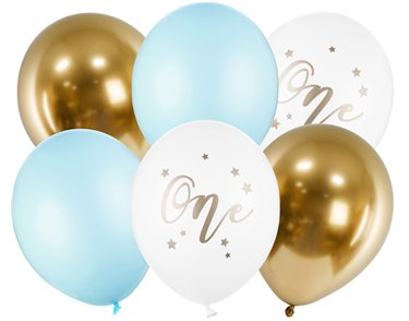6PK 30cm AGE ONE BLUE BOUQUET BALLOON PACK