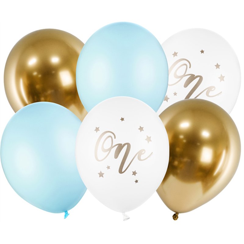 6PK 30cm AGE ONE BLUE BOUQUET BALLOON PACK