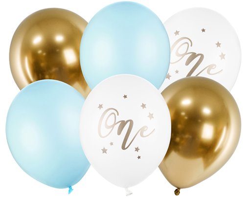 6PK 30cm AGE ONE BLUE BOUQUET BALLOON PACK