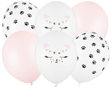 6PK 30cm CAT ASST BOUQUET BALLOON PACK