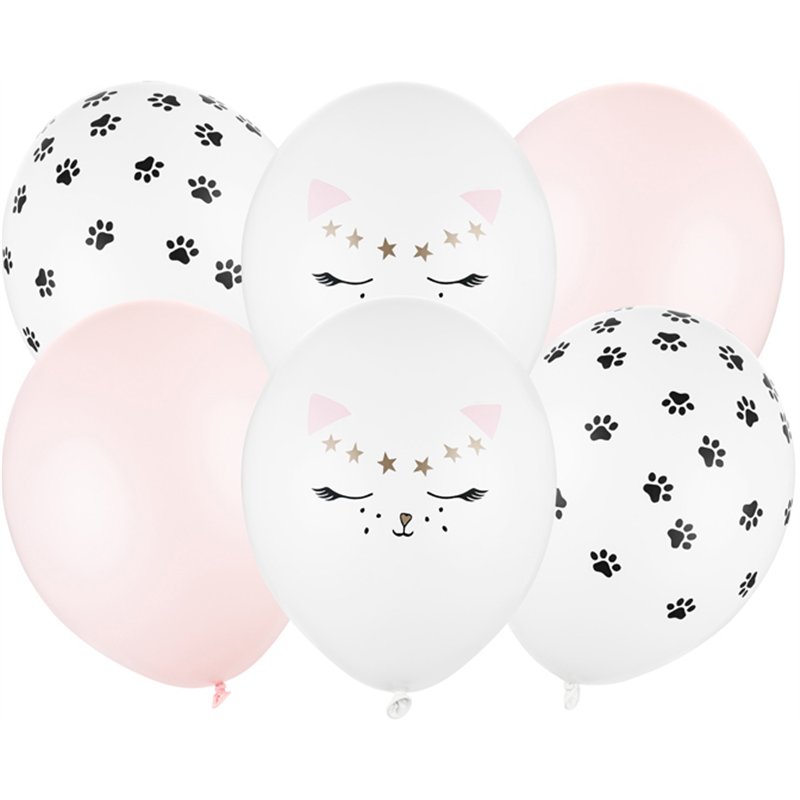 6PK 30cm CAT ASST BOUQUET BALLOON PACK