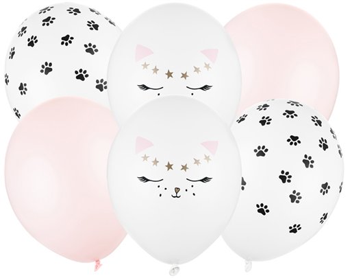 6PK 30cm CAT ASST BOUQUET BALLOON PACK