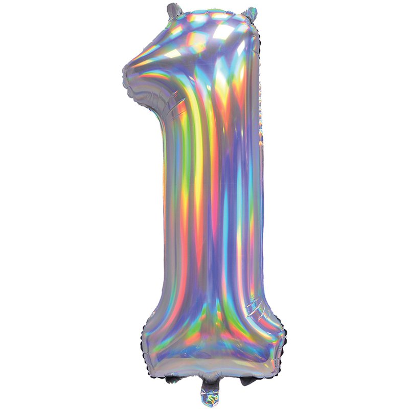 30in IRIDESCENT SILVER NUMBER 1 JUMBO FOIL BALLOON