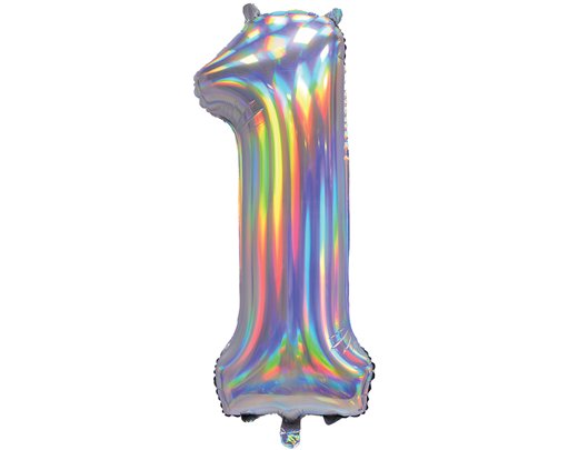 30in IRIDESCENT SILVER NUMBER 1 JUMBO FOIL BALLOON