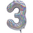 30in IRIDESCENT SILVER NUMBER 3 JUMBO FOIL BALLOON