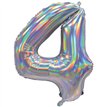 30in IRIDESCENT SILVER NUMBER 4 JUMBO FOIL BALLOON