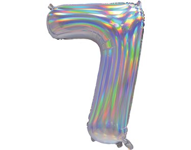 30in IRIDESCENT SILVER NUMBER 7 JUMBO FOIL BALLOON