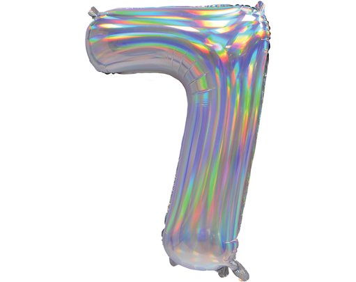 30in IRIDESCENT SILVER NUMBER 7 JUMBO FOIL BALLOON