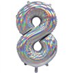 30in IRIDESCENT SILVER NUMBER 8 JUMBO FOIL BALLOON