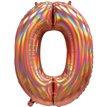 30in IRIDESCENT ROSE GOLD NUMBER 0 JUMBO FOIL BALLOON