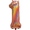 30in IRIDESCENT ROSE GOLD NUMBER 1 JUMBO FOIL BALLOON