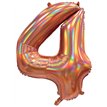 30in IRIDESCENT ROSE GOLD NUMBER 4 JUMBO FOIL BALLOON