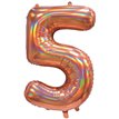 30in IRIDESCENT ROSE GOLD NUMBER 5 JUMBO FOIL BALLOON